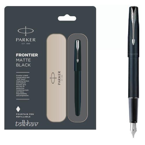Parker Frontier Matte Black CT Chrome Trim Fountain Ink Pen Thanks giving gift