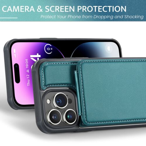 For Apple 16 /15/14/13 Pro Max Shockproof Magnetic Wallet Card Slot Leather Case - Picture 33 of 46