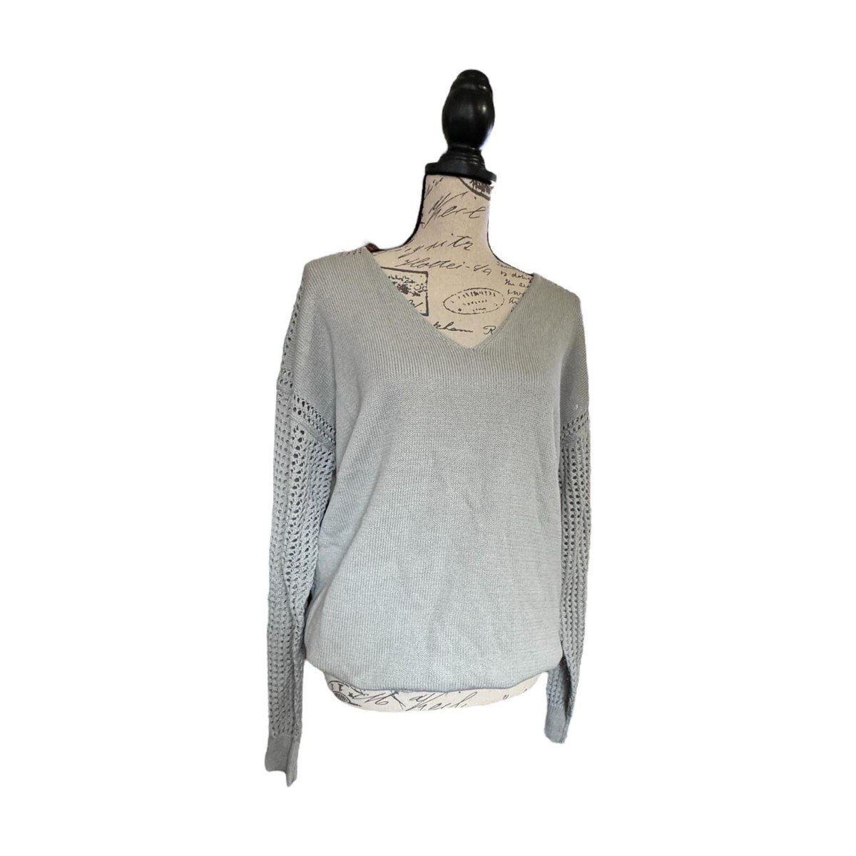 『TEN Vneck Knit GRAY L』 Gray Knit V-Neck Sweater Size L | eBay