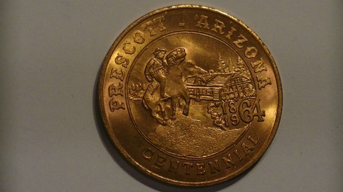 Ciudad de Prescott Arizona 1964 medalla del centenario ficha jinete de caballo sin circular - Imagen 3 de 18