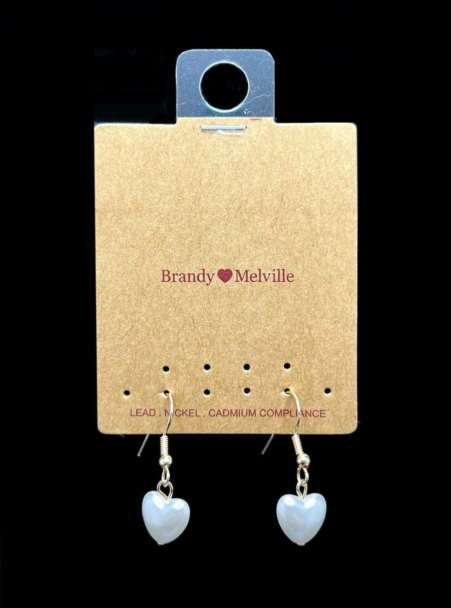 Aretes Brandy Melville - Corazón De Perla Falsa - Plateado