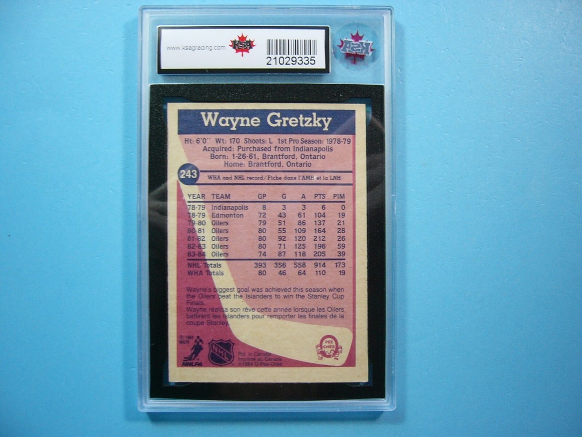 1984/85 O-PEE-CHEE NHL HOCKEY CARD #243 WAYNE GRETZKY KSA 7