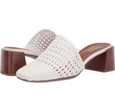 Franco Sarto Nalla White Woven Mule Sandals Slip On Summer Women's Size 8.5M