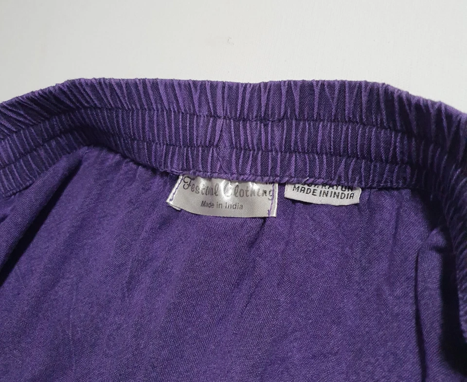 Festival Clothing Purple Boho Skirt India Made Elastic Waist Tiered Hem Gypsy 12 - image 2 of 4