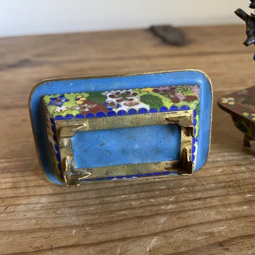 Pair Antique Chinese Cloisonne Enamel On Brass Bird In Tree Model Figures - Picture 13 of 17
