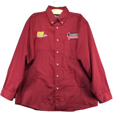 Blue Generation Mens Button-Down Shirt Red Large Wounded Warriors In Action Logo