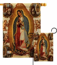 Our Lady of Guadalupe Burlap Garden Flag Religious Faith Decorative Yard Banner