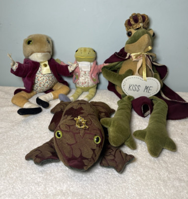 Vintage Eden Plush Frog Lot Mr Jeremy Fisher Beatrix Potter Mark Roberts Kiss Me