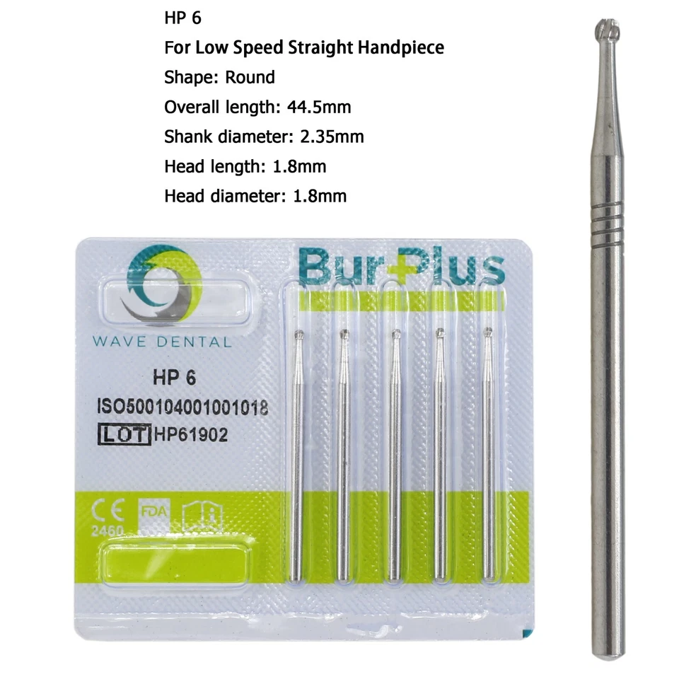 Wave Dental Round Carbide Burs Surgical Straight Handpiece Burs Low Speed HP 8 4 - Image 4 of 4