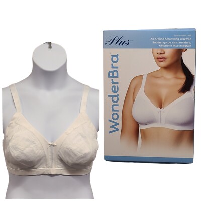 WonderBra Plus 44DD Wireless Bra All Around Smoothing Side  Style W1985 White