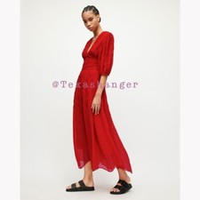 NWT AllSaints Aspen Embroidered Dress Size 6 Red