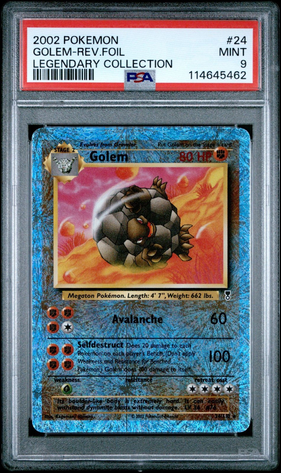 PSA 9 -🔥WoTC VINTAGE🔥 POKEMON LEGENDARY COLLECTION - GOLEM REVERSE HOLO 24/110