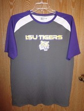 NEW LSU Tigers ADULT MENS L LARGE Majestic Dark Gray Jersey-Shirt