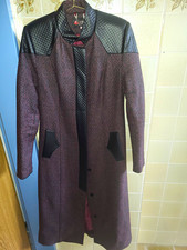 ALFACE Damen Mantel lang Bordeaux/Schwarz Kun...