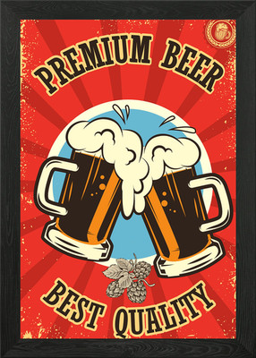 Premium Bier Vintage Retro gerahmtes Wandbild Poster Leinwanddruck Bild