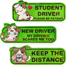 3 PCS Student Driver Magnet for Car, 9 Inch Reflective New Driver Magnet Car ...