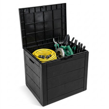 Outdoor Storage Box with Padlock & Lid 110L | Garden Container Chest Huge Volume