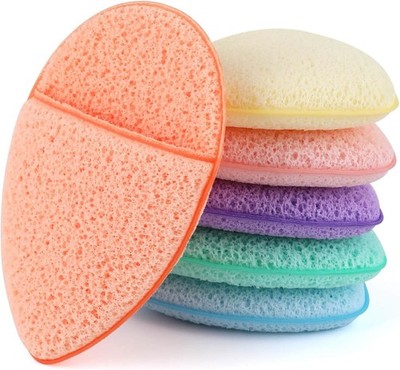 6Pcs Facial Sponges Set, Cleansing Puff, Colorful Multiple Colors 