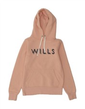 Jack Wills Damen Grafik Hoodie Pullover UK 6 XS Rosa Baumwolle BC08