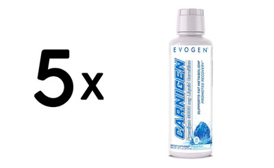 5 x Evogen Carnigen Liquid, Blue Razz - 473 ml. (80,33 EUR/L)