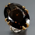 42 ct jewelry Natural Smoky Quartz Ring 925 Sterling Silver Size 7.5 /R450614