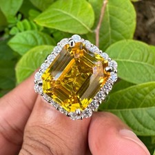 Natural Yellow Sapphire Ring 925 Sterling Silver Certified Gems Jewelry For Gift