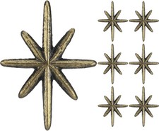 6 Set Unique Antique Gold Cast Iron Drawer Pulls Cabinet Knobs, 8-Pointed S...