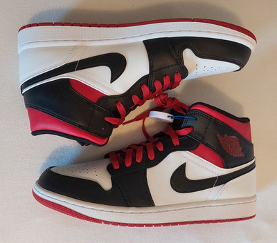 Nike Air Jordan 1 Mid White Gym Red Black EU 44.5 NEU OVP 554724-122