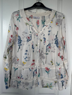 M&S Per Una Ivory Mix Blouse, SZ 14 (but generous size like 16), New