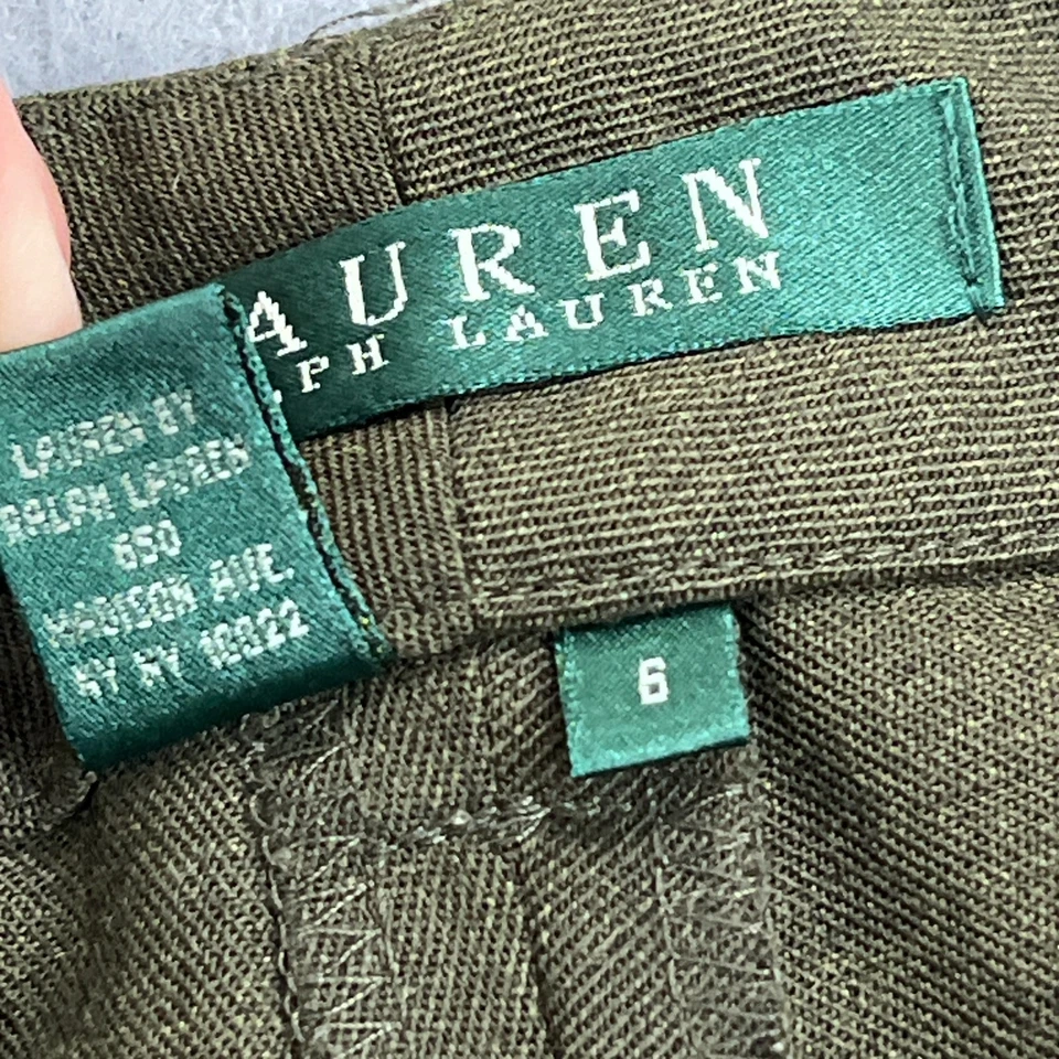 Lauren Ralph Lauren платье брюки женщин 6 оливковый шерсти прямые штанины брюки - Изображение 4 из 4