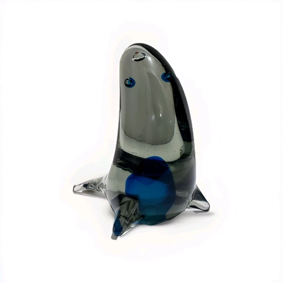 Murano Glass Blue Clear Sea Lion Cenedesse Antonio Da Ros Sommerso MCM Italy - Image 2 of 4