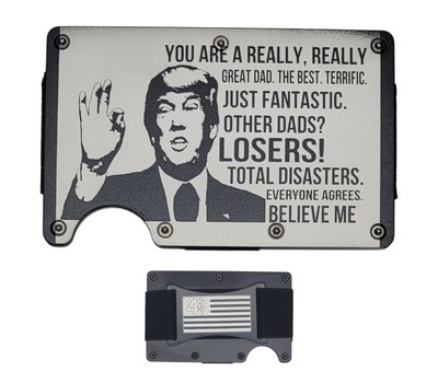  ''Trump Great Dad,'' Fathers Day, Black Slim Wallet, RFID Blocking, Minimalist 