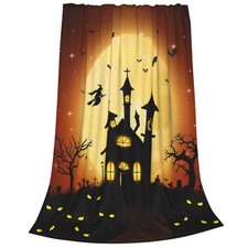 Halloween Haunted House Fleece Blanket for Aldult, Super Soft Warm Bat Throws...
