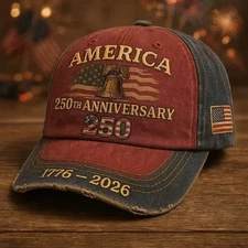 US 250th Anniversary Cap America Embroidered Baseball Cap 1776-2026 Gift for Dad