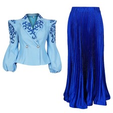 Women Plus Size 2Pcs African Dashiki Set Blouse Top Long Skirt Kaftan Party Gown