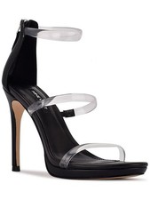 NINE WEST Womens Black Translucent Leah Round Toe Stiletto Heeled Sandal 10 M