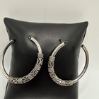 VTG LARGE 925 STERLING SILVER ORNATE HOOP EARRINGS. 10.6 GRAMS — photo 1