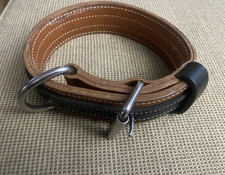 Wide Double Layer Leather Adjustable Dog Collar Brown/Black 2  wide x 27  long 