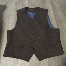 New Pronto Uomo Blue Men's 2XL XXL Vest Waistcoat Wool Blend Brown NWT
