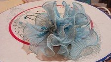 Union Made Vintage Fascinator Headpieces, three, Blue Brown Velvet Netting Bows