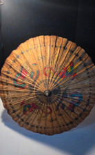 Vintage Asian Paper Parasol Umbrella 38" Dragon Phoenix Bamboo