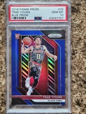 2018 Prizm Trae Young Blue /199 Rookie RC Hawks Baseball Card - Graded PSA 10