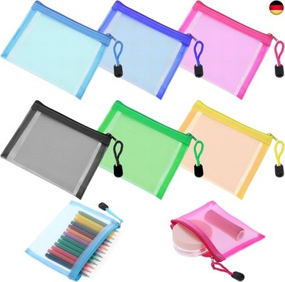 Thinp 6 STK Mini Netztaschen mit Reißverschluss,Mini Kosmetiktasche,Kleine Mesh 