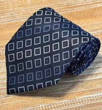 Hermes Paris Mens Tie 100 Silk Blue Geometric L60 W4