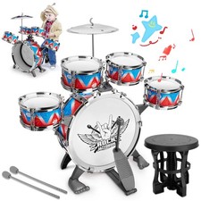 Toddler Drum Set Kids Jazz Drum Kit with Stool Musical Instruments Toys Birthday