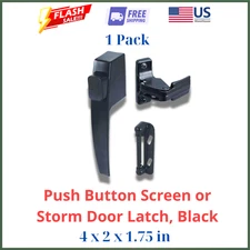 Push Button Screen or Storm Door Latch, Black