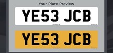 YES JCB Rare Private Reg Number Plate Personal Registration For Sale Cherished
