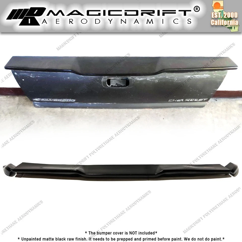 MDA Style Tailgate Spoiler Wing Cap Cover For 99-06 Chevy Silverado Sierra 3PC Foto 2 de 4