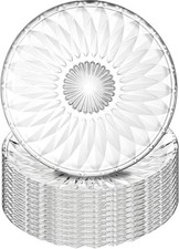 Set of 12 Crystal Glass Salad Plate, 8 Inch Round Clear Dessert Plates Restau...