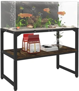 Mondazie 30 Gallon Rimless Fish Tank Stand with Shelf for Storage, 2 Tiers Metal